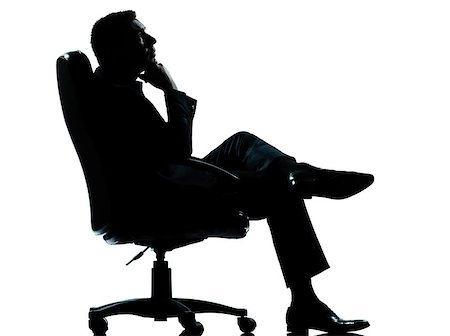 simsearch:400-06794896,k - one caucasian business man relaxing thinking sitting in armchair silhouette Full length in studio isolated on white background Stock Photo - Budget Royalty-Free & Subscription, Code: 400-06951910