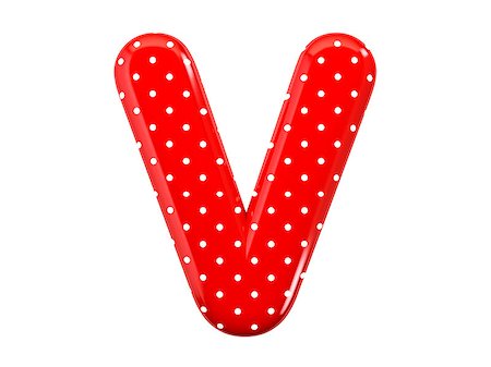 The bright red letter V with a festive pattern and isolated on a white background Foto de stock - Royalty-Free Super Valor e Assinatura, Número: 400-06951944