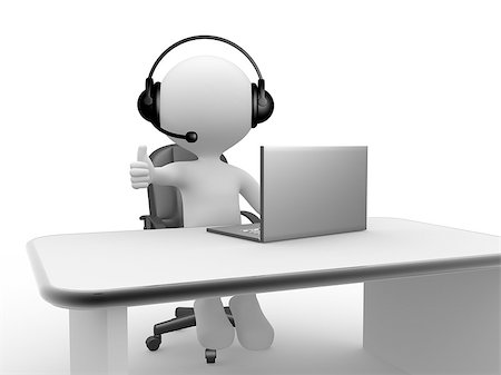 3d people - man, person with a Headphones with Microphone and laptop. Stock Photo - Budget Royalty-Free & Subscription, Code: 400-06952059