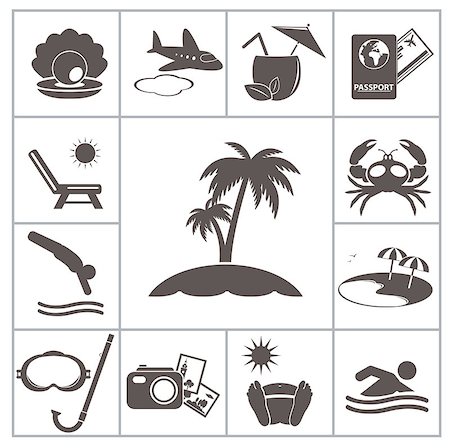 simsearch:400-04241229,k - Tropic resort icons. For you design Fotografie stock - Microstock e Abbonamento, Codice: 400-06952113