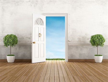 simsearch:400-06396983,k - Vintage home entrance with open door - rendering Stock Photo - Budget Royalty-Free & Subscription, Code: 400-06952138