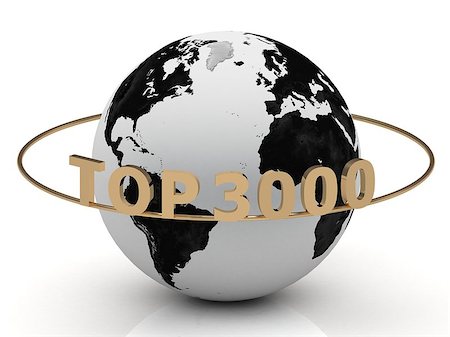 simsearch:400-07505952,k - TOP 3000 of gold letters on the ring around the earth Foto de stock - Super Valor sin royalties y Suscripción, Código: 400-06952329