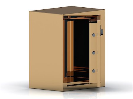 simsearch:400-04273056,k - Safe deposit box in gold with the door open on a white background Photographie de stock - Aubaine LD & Abonnement, Code: 400-06952358
