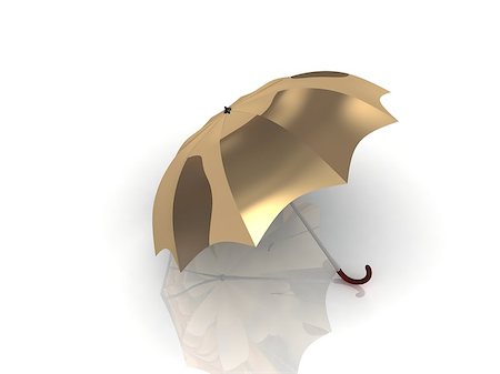 golden umbrella with wooden handle on white background Stock Photo - Budget Royalty-Free & Subscription, Code: 400-06952368