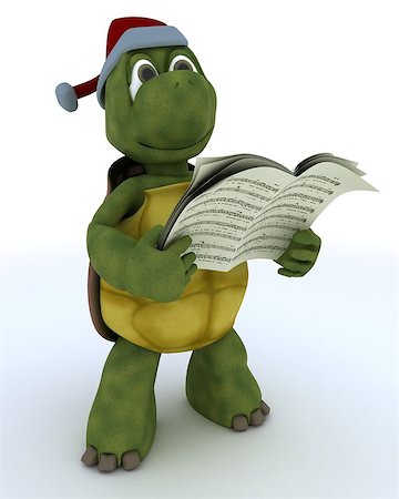 simsearch:400-05384268,k - 3D Render of a tortoise singing christmas carols Photographie de stock - Aubaine LD & Abonnement, Code: 400-06952563