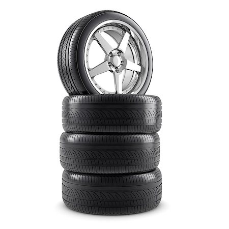 Tires composition on white Stock Photo - Budget Royalty-Free & Subscription, Code: 400-06952901