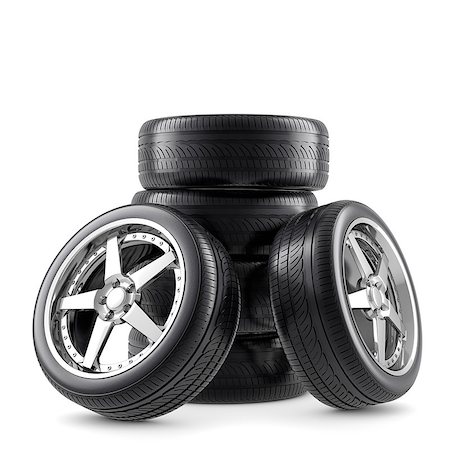 Tires composition on white Stock Photo - Budget Royalty-Free & Subscription, Code: 400-06952903