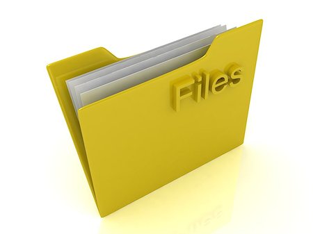 simsearch:400-06952963,k - Yellow computer folder and yellow sign Files on a white background Stock Photo - Budget Royalty-Free & Subscription, Code: 400-06952963