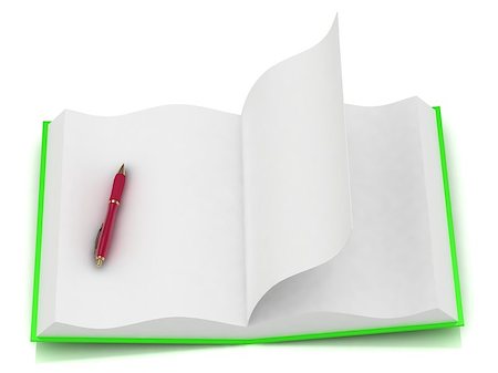 simsearch:400-08378888,k - Open notepad green with a red pen on a white background Stock Photo - Budget Royalty-Free & Subscription, Code: 400-06952987