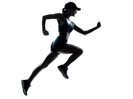 simsearch:400-06768313,k - one caucasian woman runner jogger in silhouette studio isolated on white background Photographie de stock - Aubaine LD & Abonnement, Code: 400-06953372