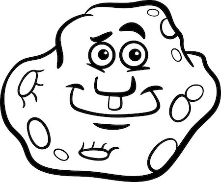 simsearch:400-07306437,k - Black and White Cartoon Illustration of Funny Asteroid or Planetoid Comic Mascot Character for Children to Coloring Book Photographie de stock - Aubaine LD & Abonnement, Code: 400-07034061