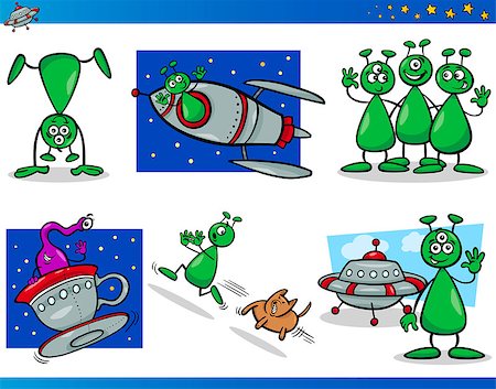 simsearch:400-09137399,k - Cartoon Illustrations Set of Fantasy Aliens or Martians Comic Mascot Characters Stockbilder - Microstock & Abonnement, Bildnummer: 400-07034088