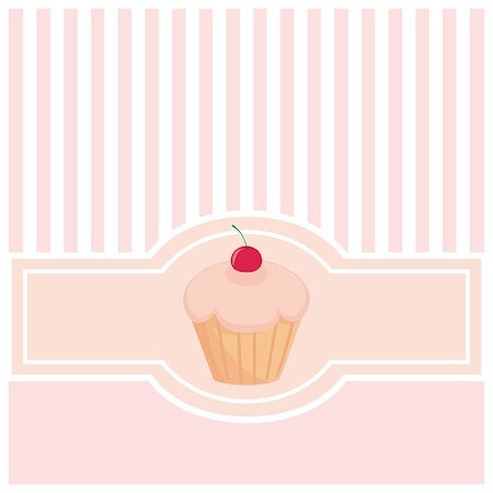 drawn baby - Vector card or invitation with muffin cupcake and vertical strips. Invitation with cute background and lovely cherry on cake top. Sweet, retro, pink and white background with place for your text message. Stock Photo - Budget Royalty-Free & Subscription, Code: 400-07034106