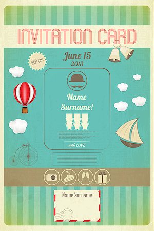 Invitation card in retro style. Vector illustration. Stock Photo - Budget Royalty-Free & Subscription, Code: 400-07034187