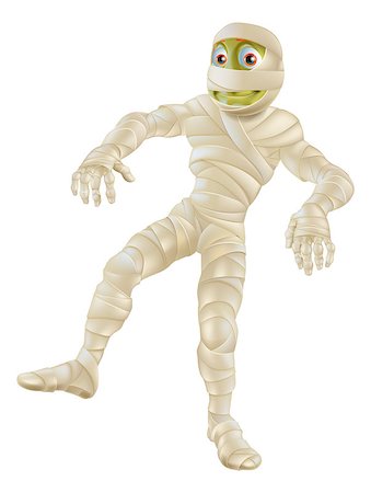 simsearch:400-04255649,k - An illustration of a cartoon Halloween mummy character in bandages Foto de stock - Royalty-Free Super Valor e Assinatura, Número: 400-07034182