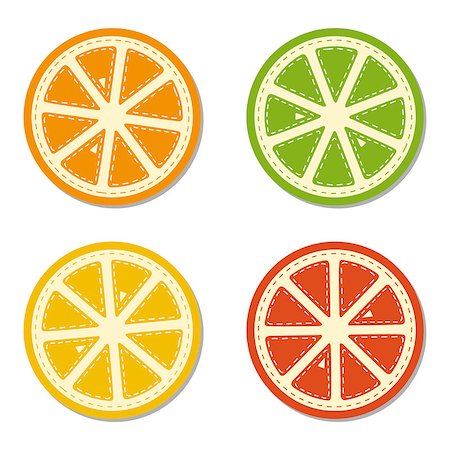 Set of pads under mugs in forms of slices citrus. Foto de stock - Super Valor sin royalties y Suscripción, Código: 400-07034211