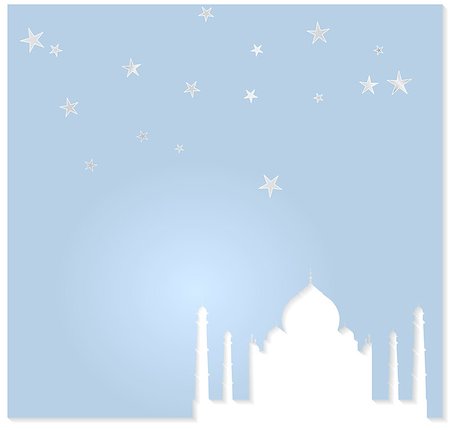 silhouettes indian monuments - Taj Mahal vector background. Cuted paper Stock Photo - Budget Royalty-Free & Subscription, Code: 400-07034337