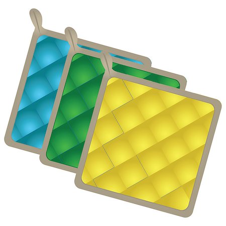 potholder - Pot-holder. A set of three heat-resistant pads for the kitchen. Vector illustration. Photographie de stock - Aubaine LD & Abonnement, Code: 400-07034355