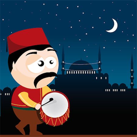 simsearch:400-05381430,k - vector illustration of a ramadan drummer Stock Photo - Budget Royalty-Free & Subscription, Code: 400-07034410