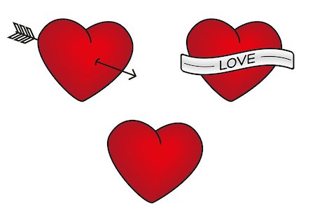 ravennka (artist) - Set of isolated hearts - simple, with arrow and "tattoo" styled Fotografie stock - Microstock e Abbonamento, Codice: 400-07034471
