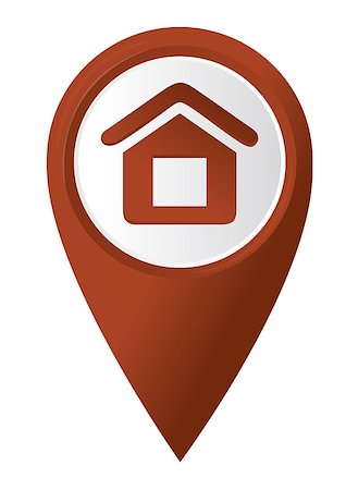 Home icon on the red map pointer. Vector illustration Stock Photo - Budget Royalty-Free & Subscription, Code: 400-07034523