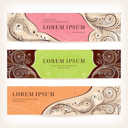 set of floral retro banners vector illustration Stock Photo - Budget Royalty-Free & Subscription, Code: 400-07034618