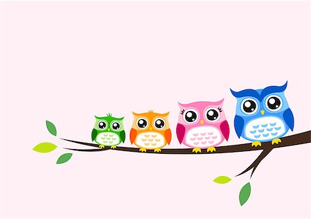 owl family at tree spring Photographie de stock - Aubaine LD & Abonnement, Code: 400-07034752
