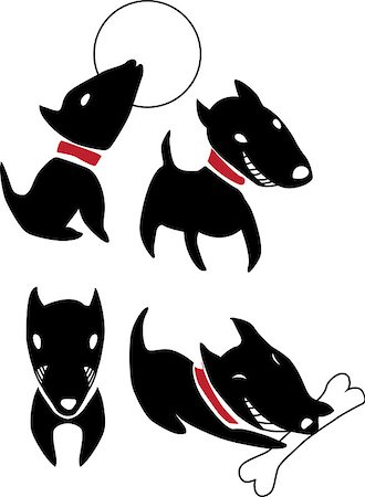 Set of funny cartoon  black dogs Fotografie stock - Microstock e Abbonamento, Codice: 400-07034919