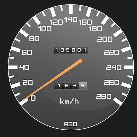 ravennka (artist) - Detail of car speedometer on black background Fotografie stock - Microstock e Abbonamento, Codice: 400-07034946
