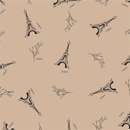 Paris seamless pattern with eiffel tower. Can be used for wallpaper, pattern fills, web page background,surface textures, fabric. Stock Photo - Budget Royalty-Free & Subscription, Code: 400-07034966