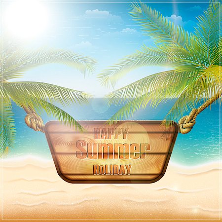 summer beach abstract - Happy summer holiday card eps10 vector illustration Foto de stock - Super Valor sin royalties y Suscripción, Código: 400-07034960