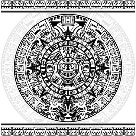 Vector of Mayan calendar on white background. Stock Photo - Budget Royalty-Free & Subscription, Code: 400-07034990