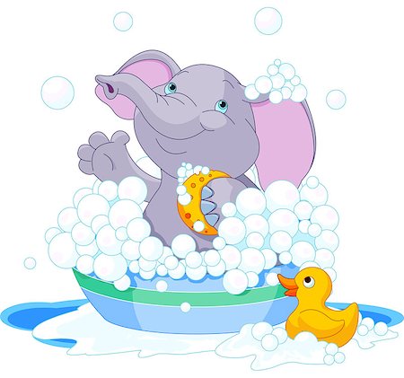 Very cute Elephant  having a soapy bath Foto de stock - Super Valor sin royalties y Suscripción, Código: 400-07035105