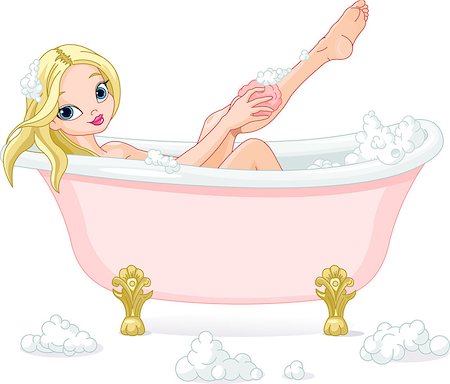 Illustration of young beautiful woman taking bath Stock Photo - Budget Royalty-Free & Subscription, Code: 400-07035107