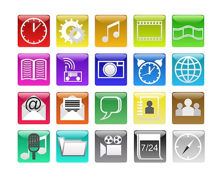 radiowelle - Buttons with icons for the phone are shown in the image. Stockbilder - Microstock & Abonnement, Bildnummer: 400-07035123