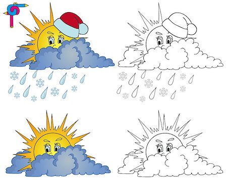 snow clouds coloring - Coloring image weather 1 - vector illustration. Stock Photo - Budget Royalty-Free & Subscription, Code: 400-07035324