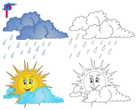 rainy weather coloring - Coloring image weather 4 - vector illustration. Stock Photo - Budget Royalty-Free & Subscription, Code: 400-07035322