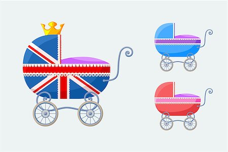 Small vector set with baby-carriages with special stroller for royal baby from England (on occasion of the birth of the royal heir in the summer of 2013). Stock Photo - Budget Royalty-Free & Subscription, Code: 400-07035438