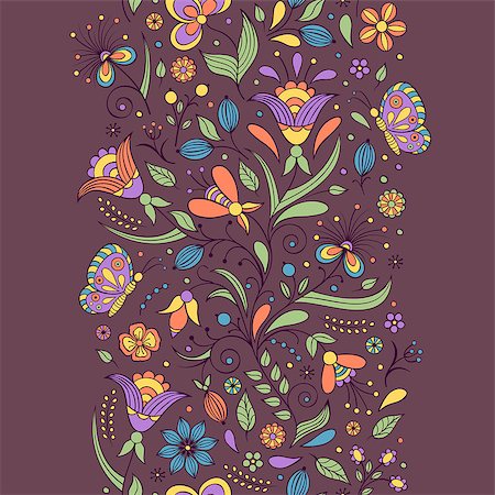 simsearch:400-07062285,k - Vector illustration of seamless pattern with abstract flowers.Floral background Foto de stock - Royalty-Free Super Valor e Assinatura, Número: 400-07035441