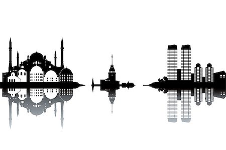Istanbul skyline - black and white vector illustration Photographie de stock - Aubaine LD & Abonnement, Code: 400-07035473
