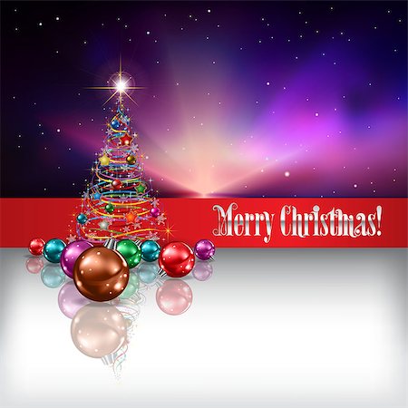 simsearch:400-07035531,k - Abstract celebration background with Christmas tree and decorations Fotografie stock - Microstock e Abbonamento, Codice: 400-07035526