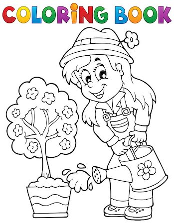 simsearch:400-06091808,k - Coloring book gardener theme 1 - eps10 vector illustration. Stockbilder - Microstock & Abonnement, Bildnummer: 400-07035579