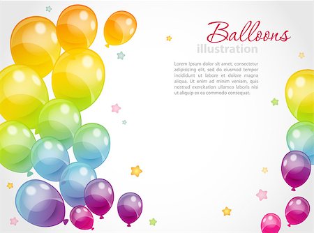 Vector illustration of Background with colorful balloons Photographie de stock - Aubaine LD & Abonnement, Code: 400-07035862