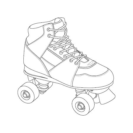 roller skate retro - Outline roller Skate on white background Stock Photo - Budget Royalty-Free & Subscription, Code: 400-07035985