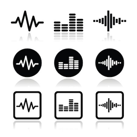 recital - Music waveform icons set isolated on white Fotografie stock - Microstock e Abbonamento, Codice: 400-07035988