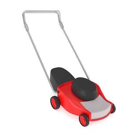 simsearch:695-05772258,k - Red Lawn Mower with Grass Catcher isolated on white - 3d illustration Foto de stock - Royalty-Free Super Valor e Assinatura, Número: 400-07036075