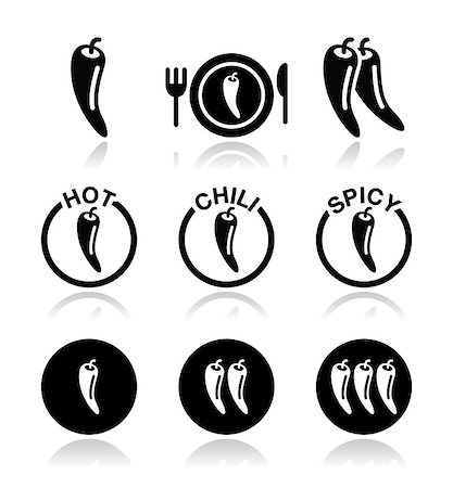 Vector icons set of chili peppers icolated on white Stock Photo - Budget Royalty-Free & Subscription, Code: 400-07036227