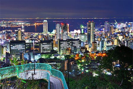 seto inland sea - Kobe, Japan cityscape at night. Fotografie stock - Microstock e Abbonamento, Codice: 400-07036299