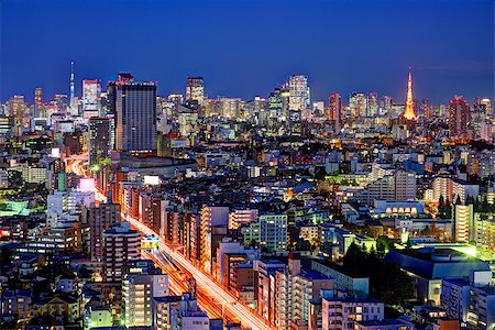 simsearch:400-08114963,k - Tokyo, Japan landmark structures viewed from an Ebisu skyscraper. Stockbilder - Microstock & Abonnement, Bildnummer: 400-07036292