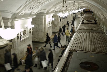 simsearch:400-05205122,k - Blurred people on subway platform leaving the train. Stock Photo - Budget Royalty-Free & Subscription, Code: 400-07036436